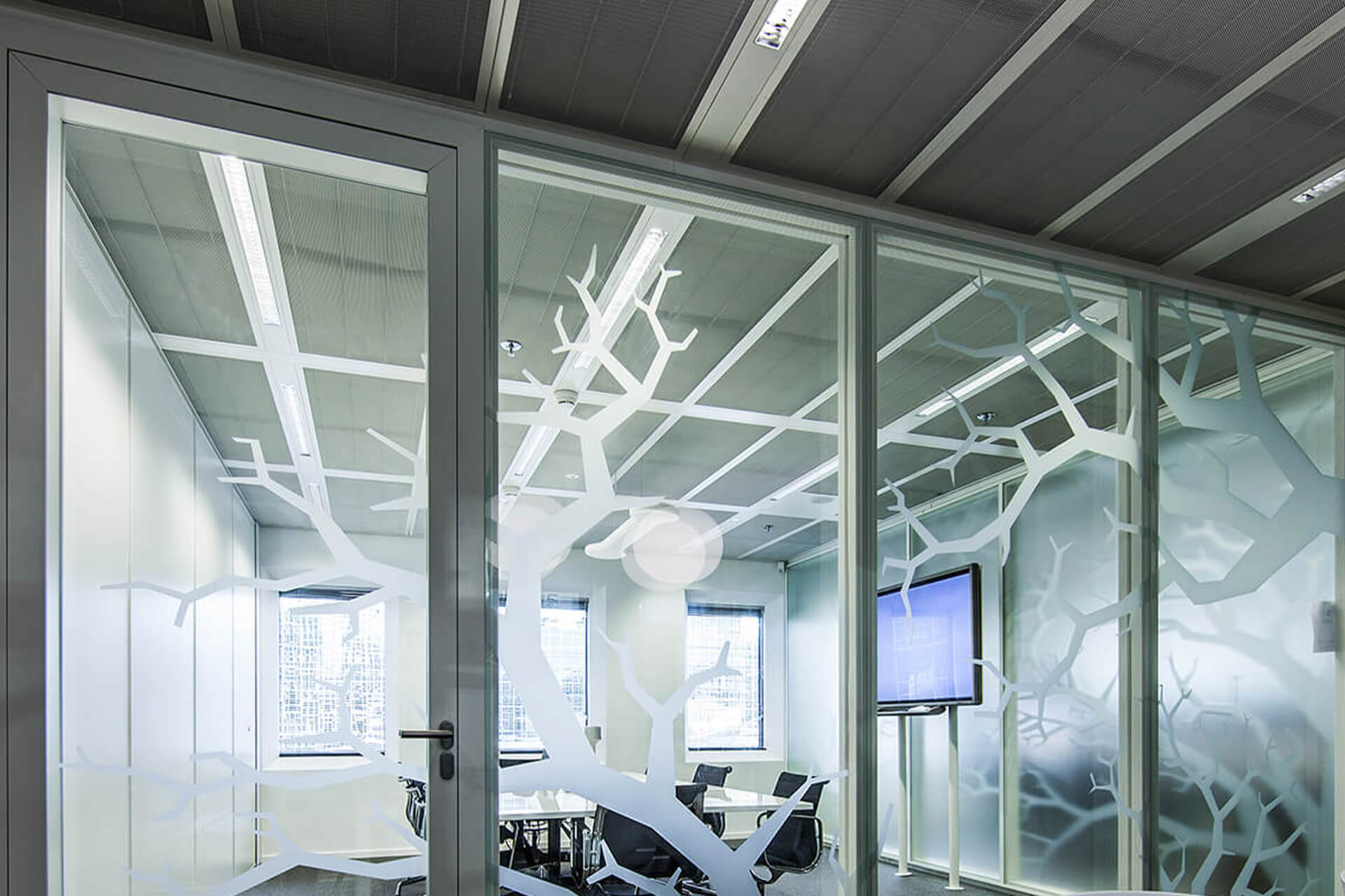Rabobank Dealingroom glazen wanden met folie